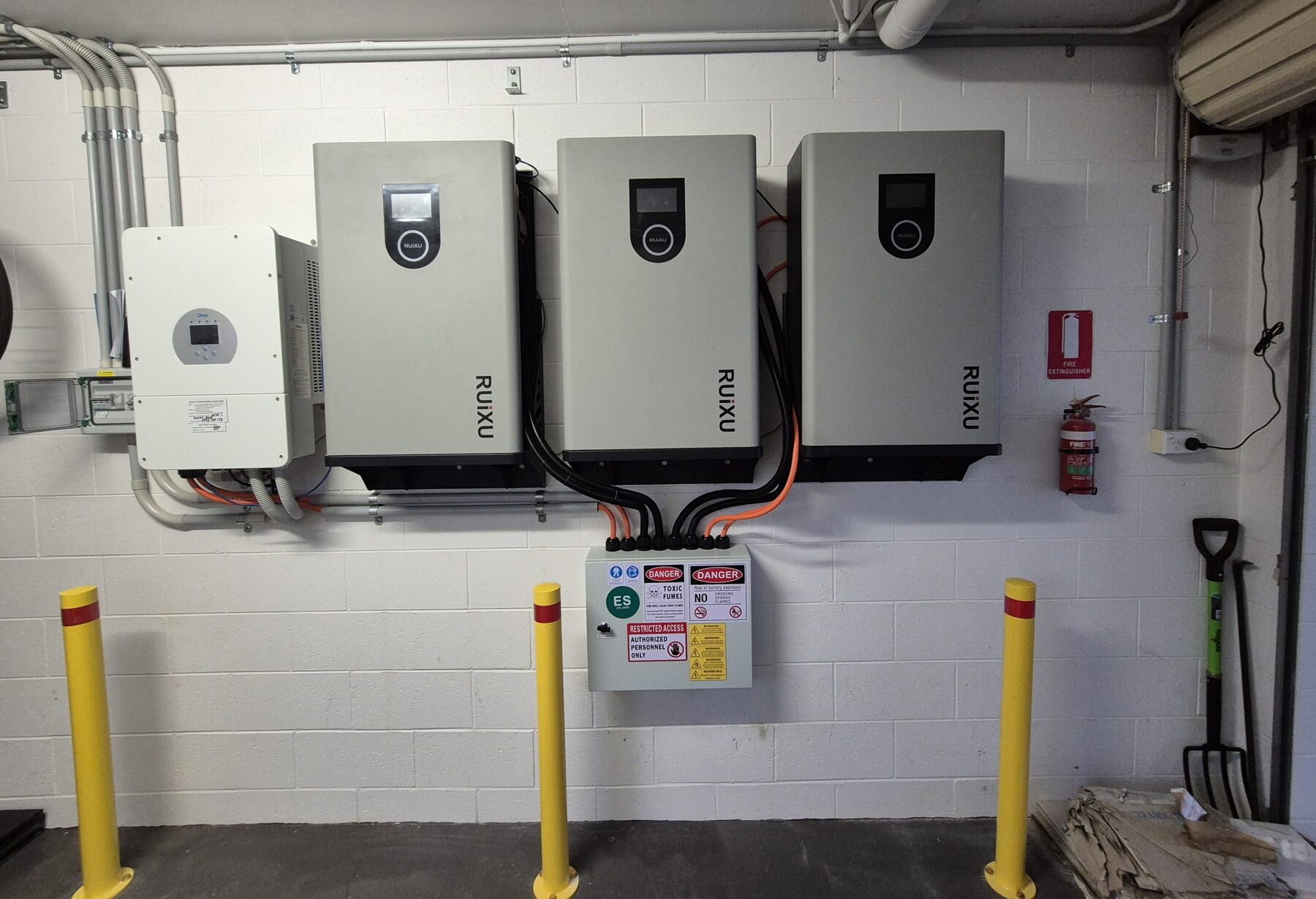 Deye hybrid inverter and dual Deye battery towers, battery installation by Sunshine Coast Solar and Electrical, Sunshine Coast QLD