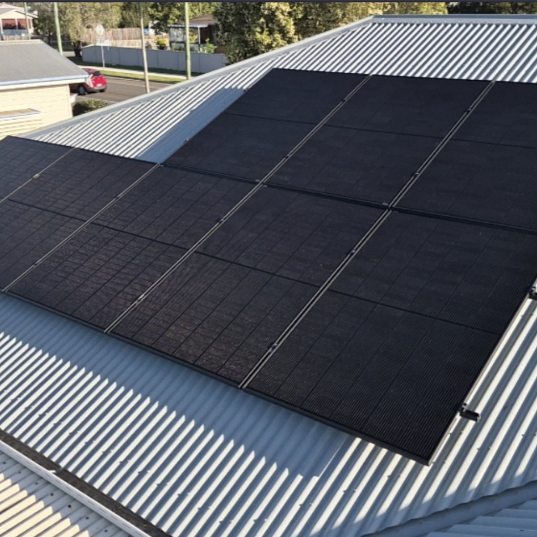 All-black array across two roof faces